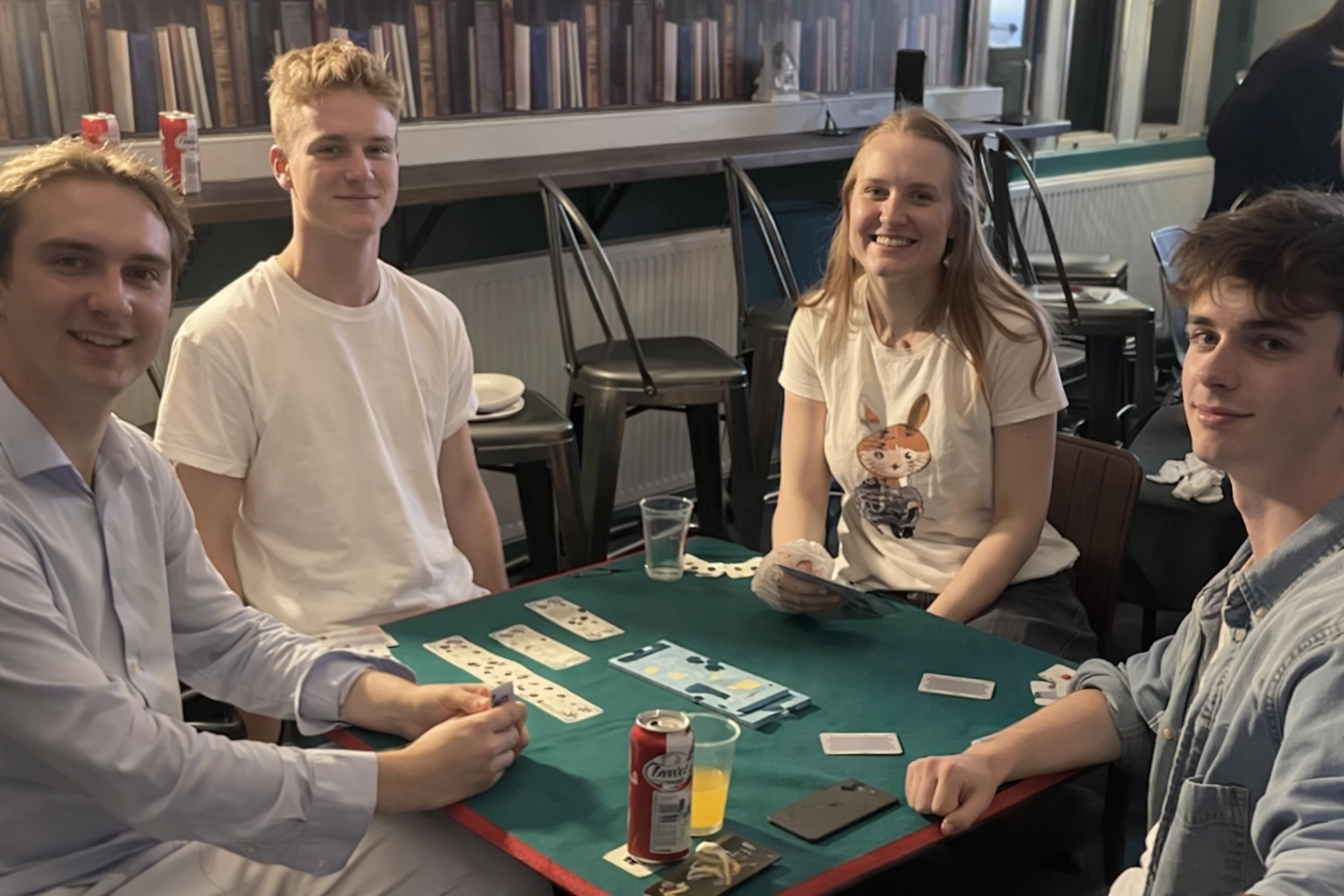 University students playing duplicate bridge during an EBED university bridge event.